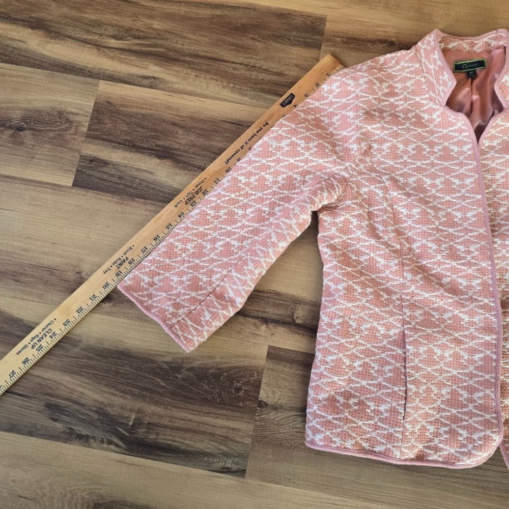 C Wonder Brocade Tweed Blazer Jacket Dusty Rose Womens 10 Textured Weave Regalia - Picture 12 of 15